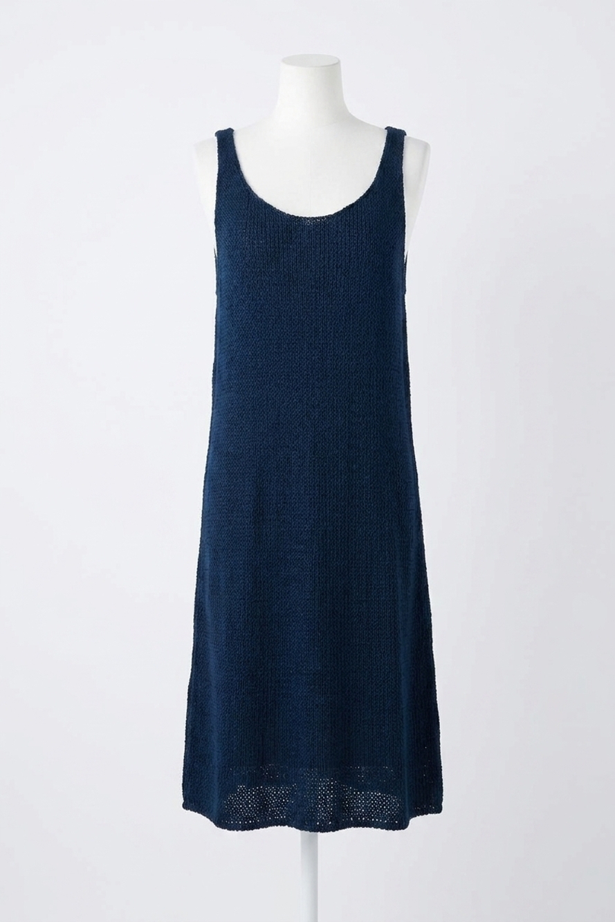 NEW LAFAYETTE 148 women's cotton scoop neck knit tank in blue